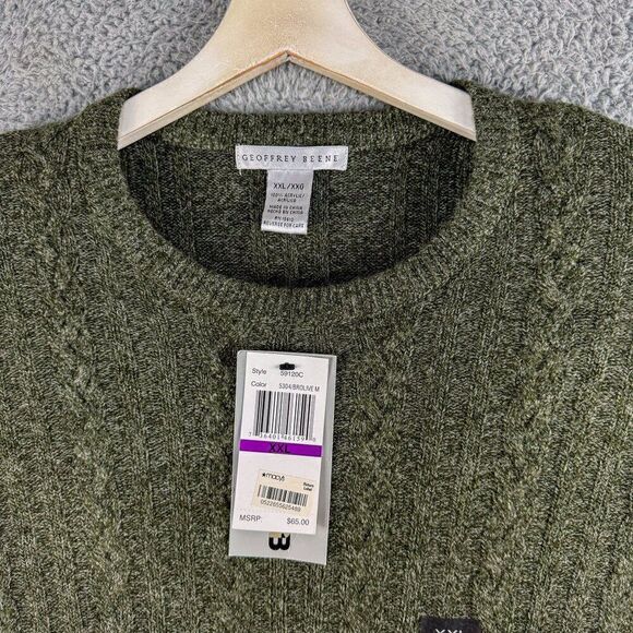 Geoffrey Beene Sweater Mens 2XL NEW Green Super Soft Casual‎ Golf Office NWT $65 - Picture 2 of 13